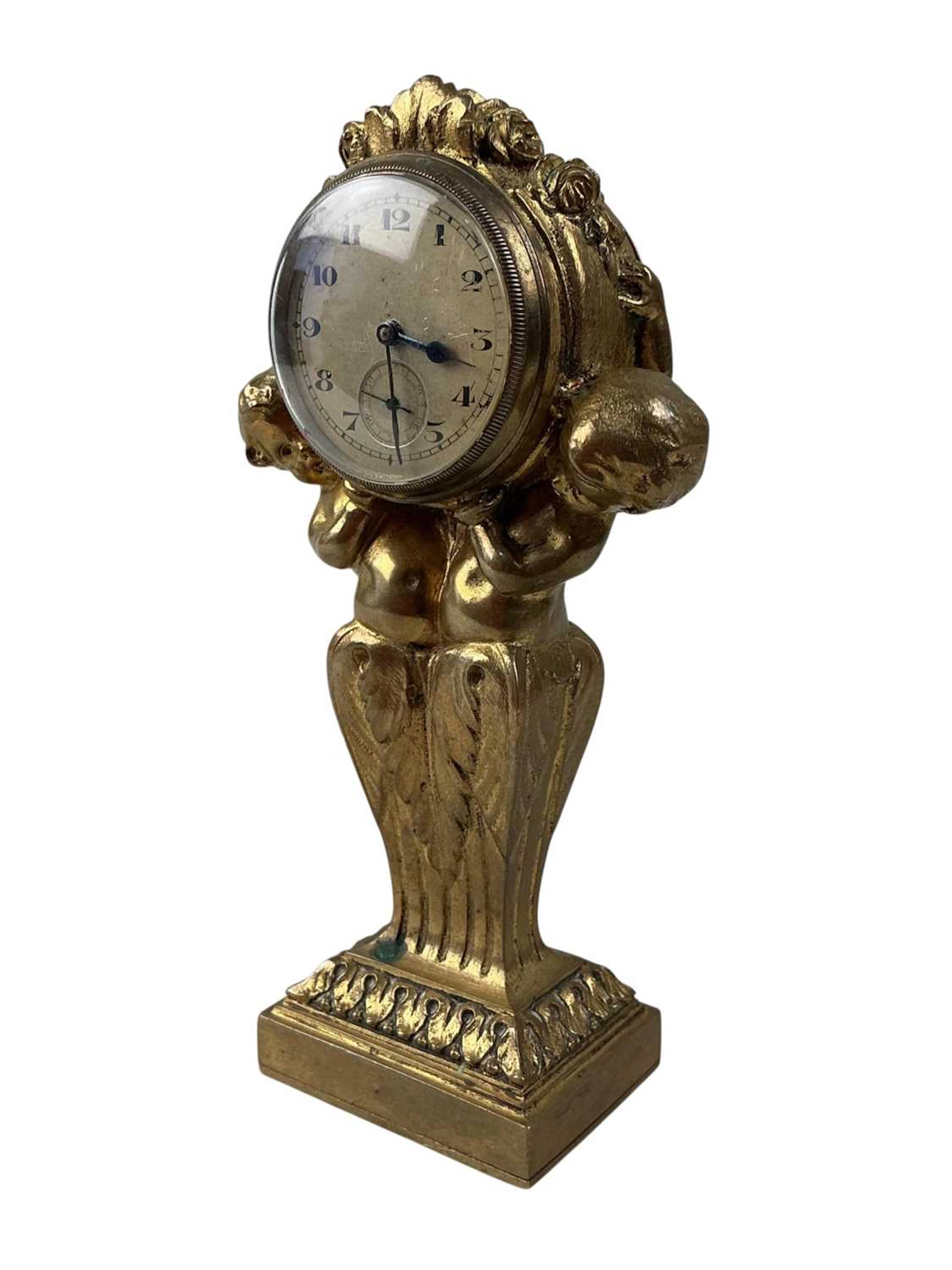 FRENCH BRONZE TABLE CLOCK LATE 19TH CENTURY