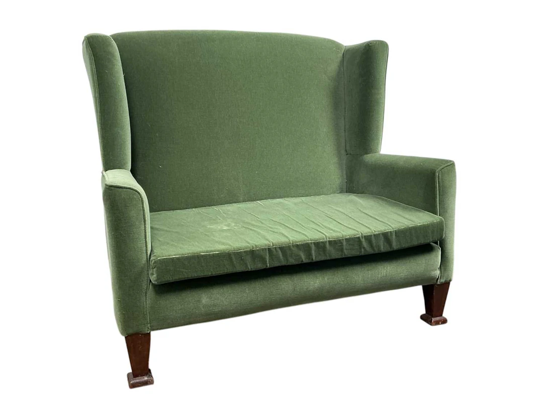 EDWARDIAN TWO SEAT WINGBACK SOFA EARLY 20TH CENTURY