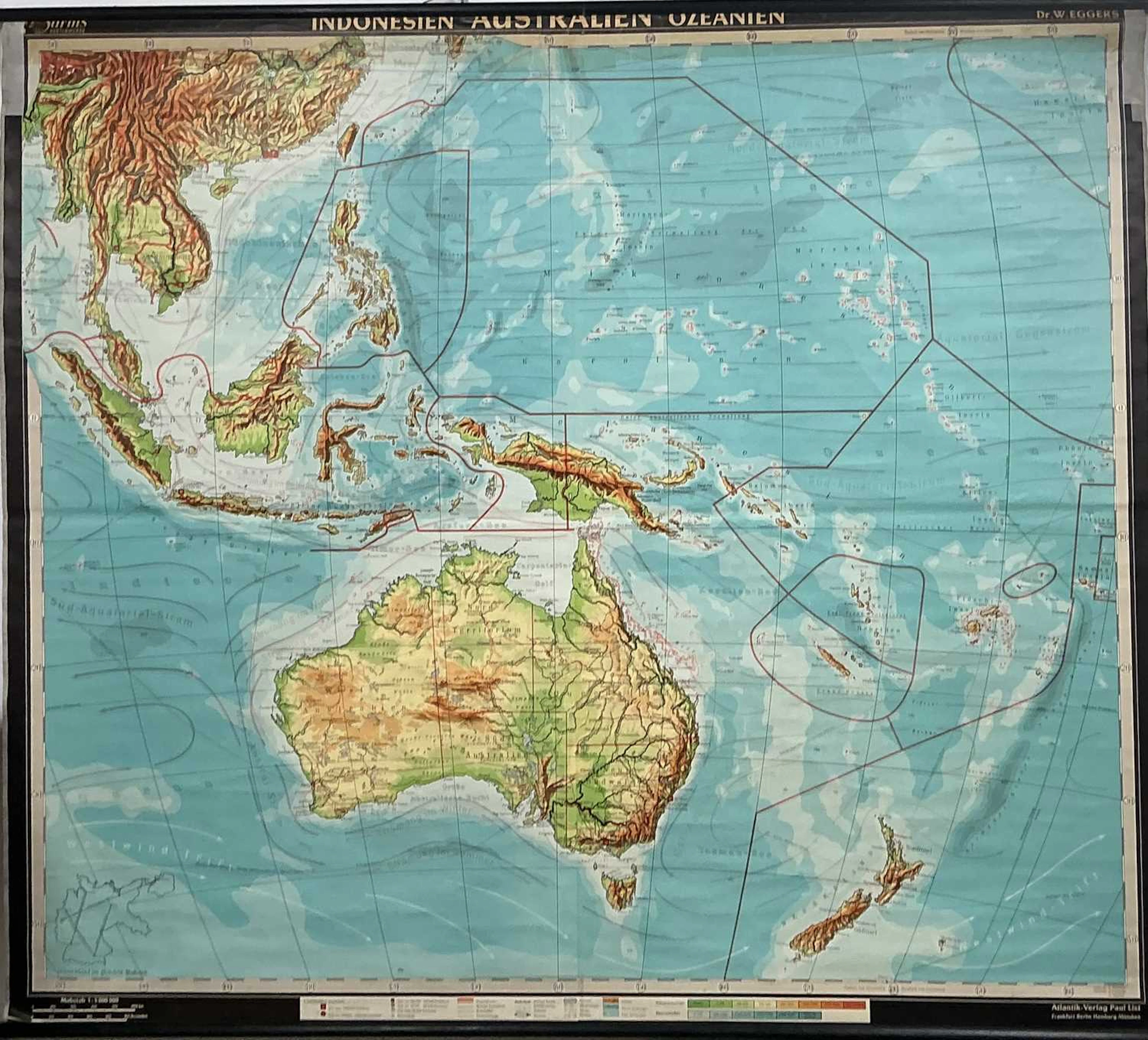 VINTAGE GERMAN HARMS KARTENWERKE MAP MID 20TH CENTURY