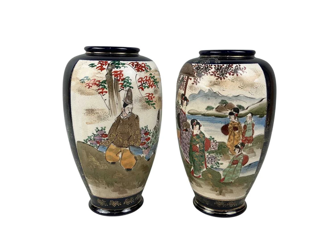 PAIR OF JAPANESE SATSUMA VASES LATE 20TH CENTURY