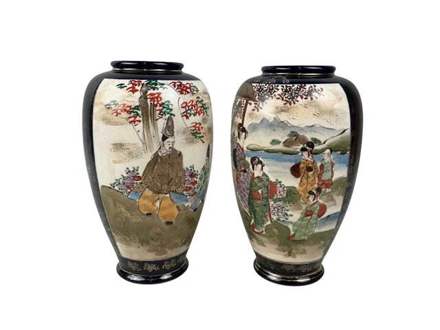 PAIR OF JAPANESE SATSUMA VASES LATE 20TH CENTURY