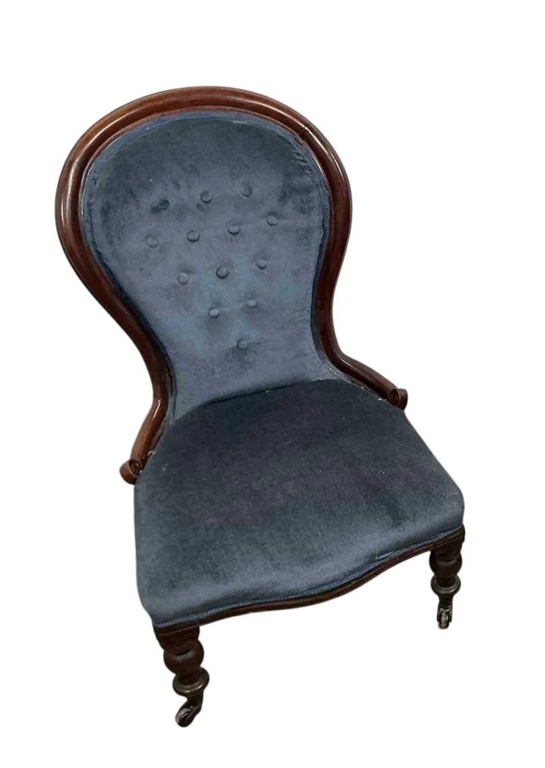 VICTORIAN MAHOGANY BALLOON BACK NURSING CHAIR LATE 19TH CENTURY