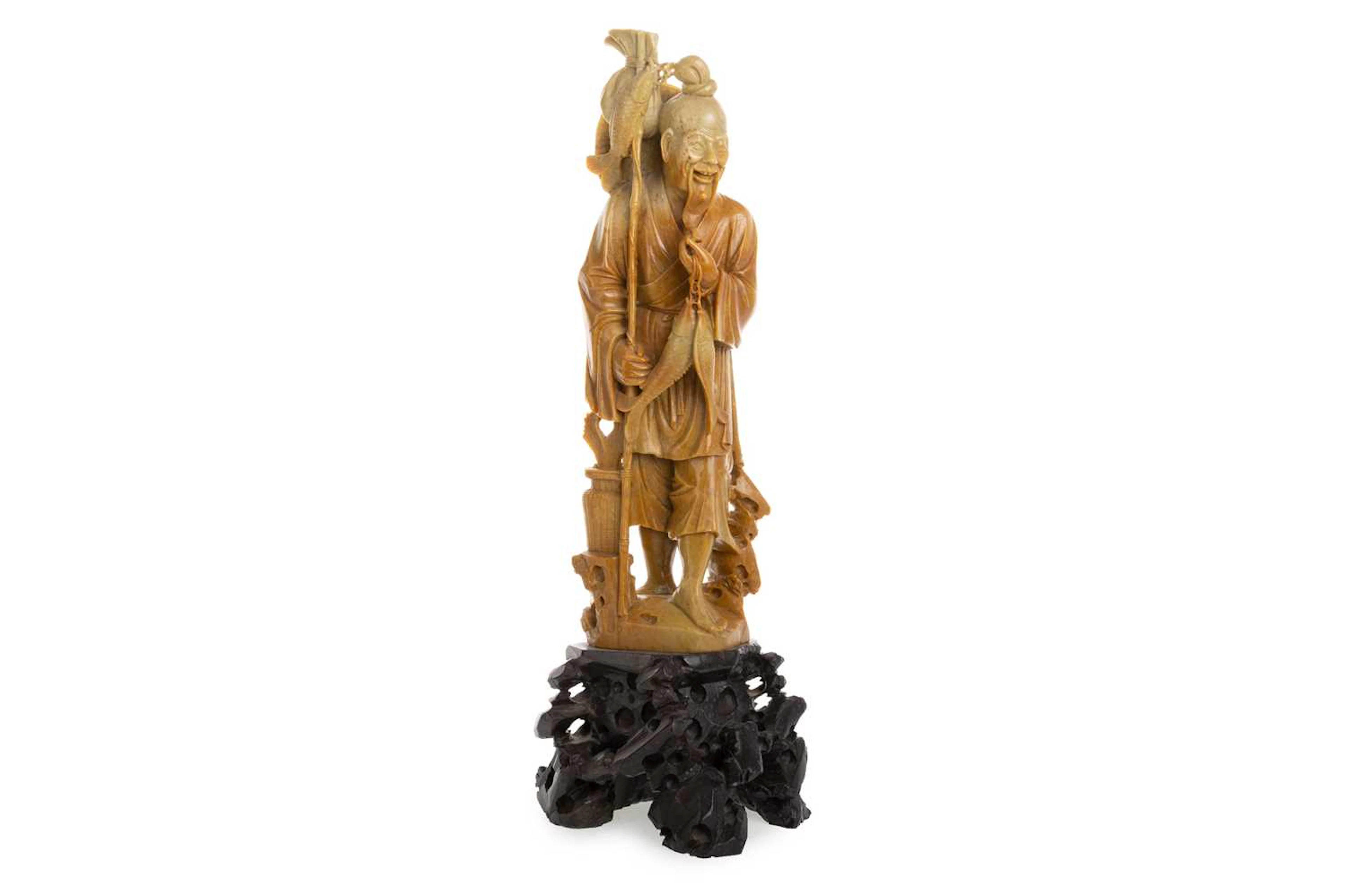 CHINESE SOAPSTONE FIGURE MID/LATE 20TH CENTURY