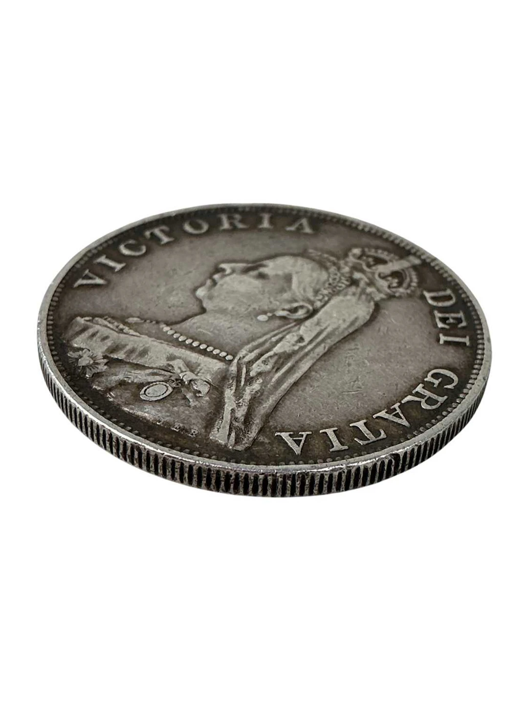 VICTORIA SILVER CROWN ALONG WITH MEDALS AND OTHER COINS