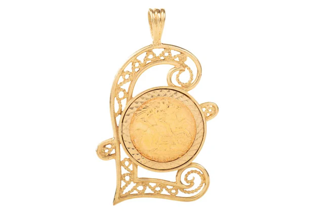 ELIZABETH II GOLD HALF SOVEREIGN PENDANT 1982