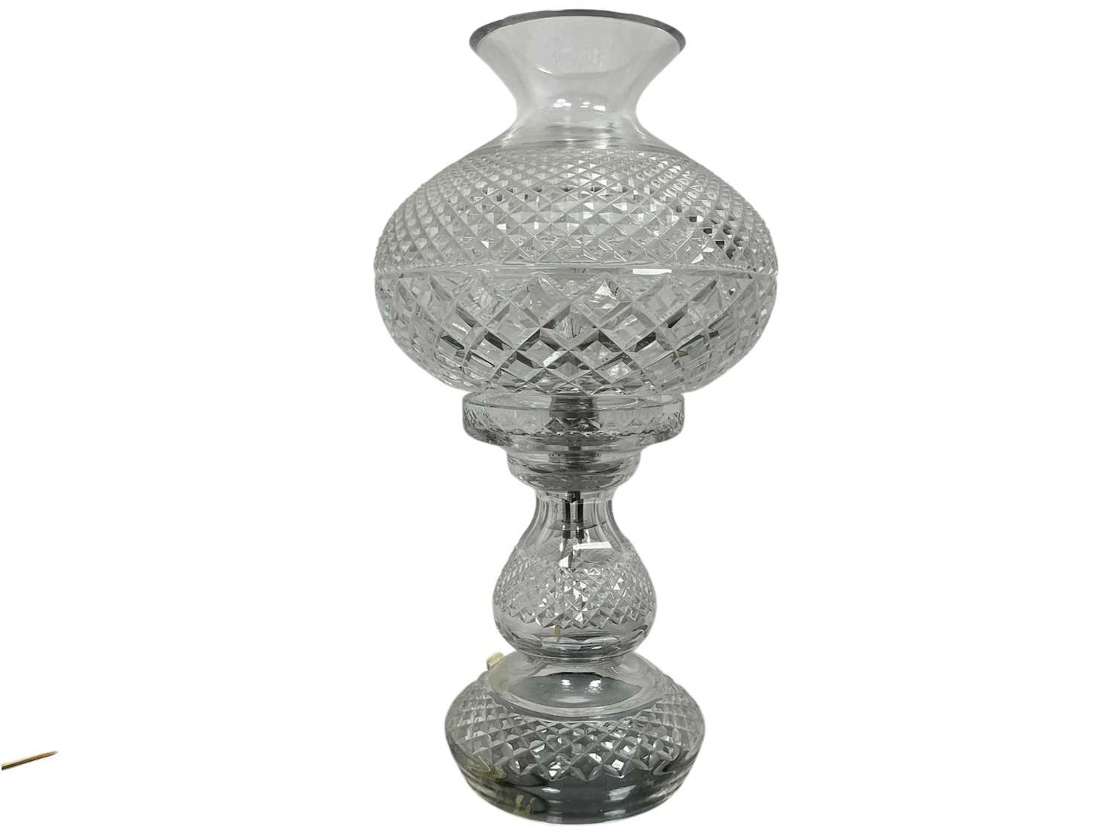 CRYSTAL TABLE LAMP, MID 20TH CENTURY ALONG WITH ANOTHER LAMP