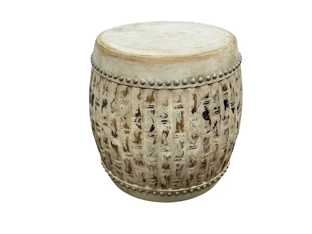 WOOD AND LEATHER DRUM LATE 20TH CENTURY