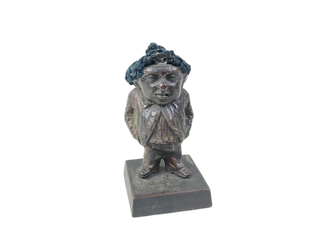 BRONZE CARICATURE FIGURE, LATE 19TH CENTURY ALONG WITH ANOTHER FIGURE