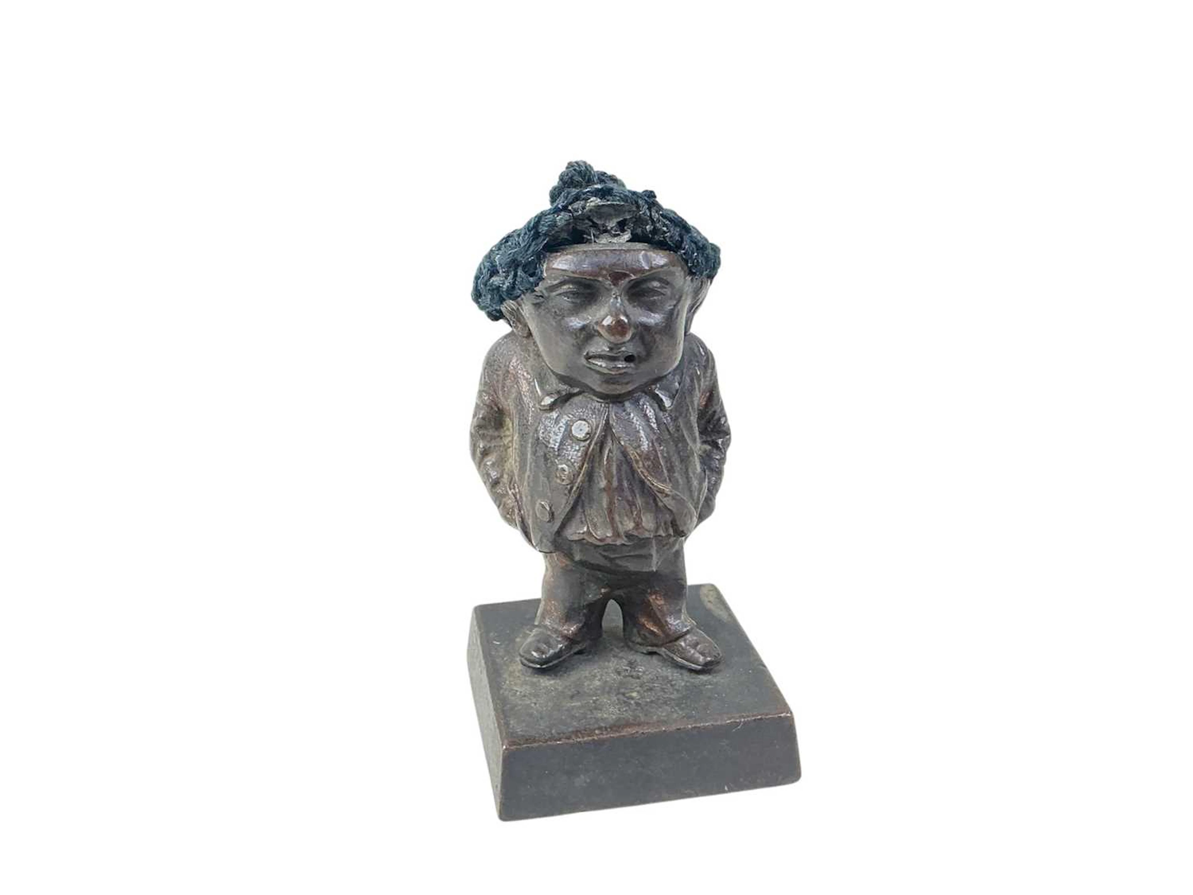 BRONZE CARICATURE FIGURE, LATE 19TH CENTURY ALONG WITH ANOTHER FIGURE