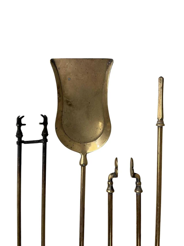 BRASS FIRESIDE COMPANION SET EARLY 20TH CENTURY