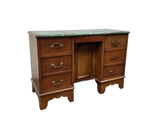 VICTORIAN BURR WALNUT VENEERED WRITING DESK LATE 19TH CENTURY