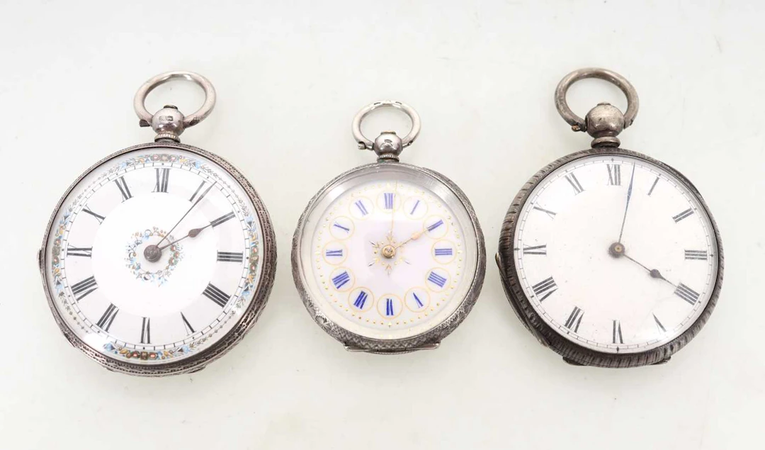 THREE VICTORIAN SILVER FOB WATCHES LATE 19TH CENTURY