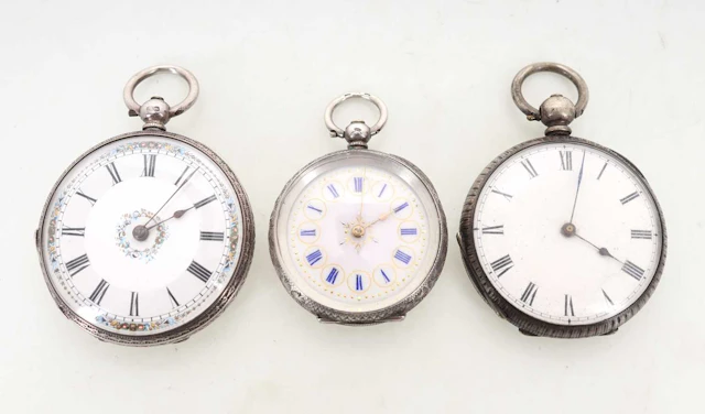 THREE VICTORIAN SILVER FOB WATCHES LATE 19TH CENTURY