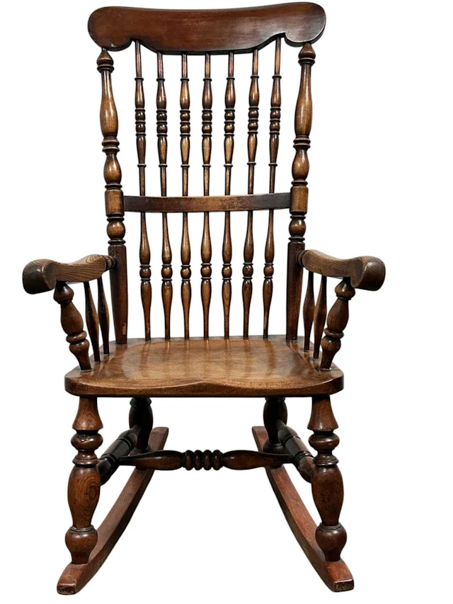 OAK ROCKING CHAIR, EARLY 20TH CENTURY AND TWO OTHER CHAIRS