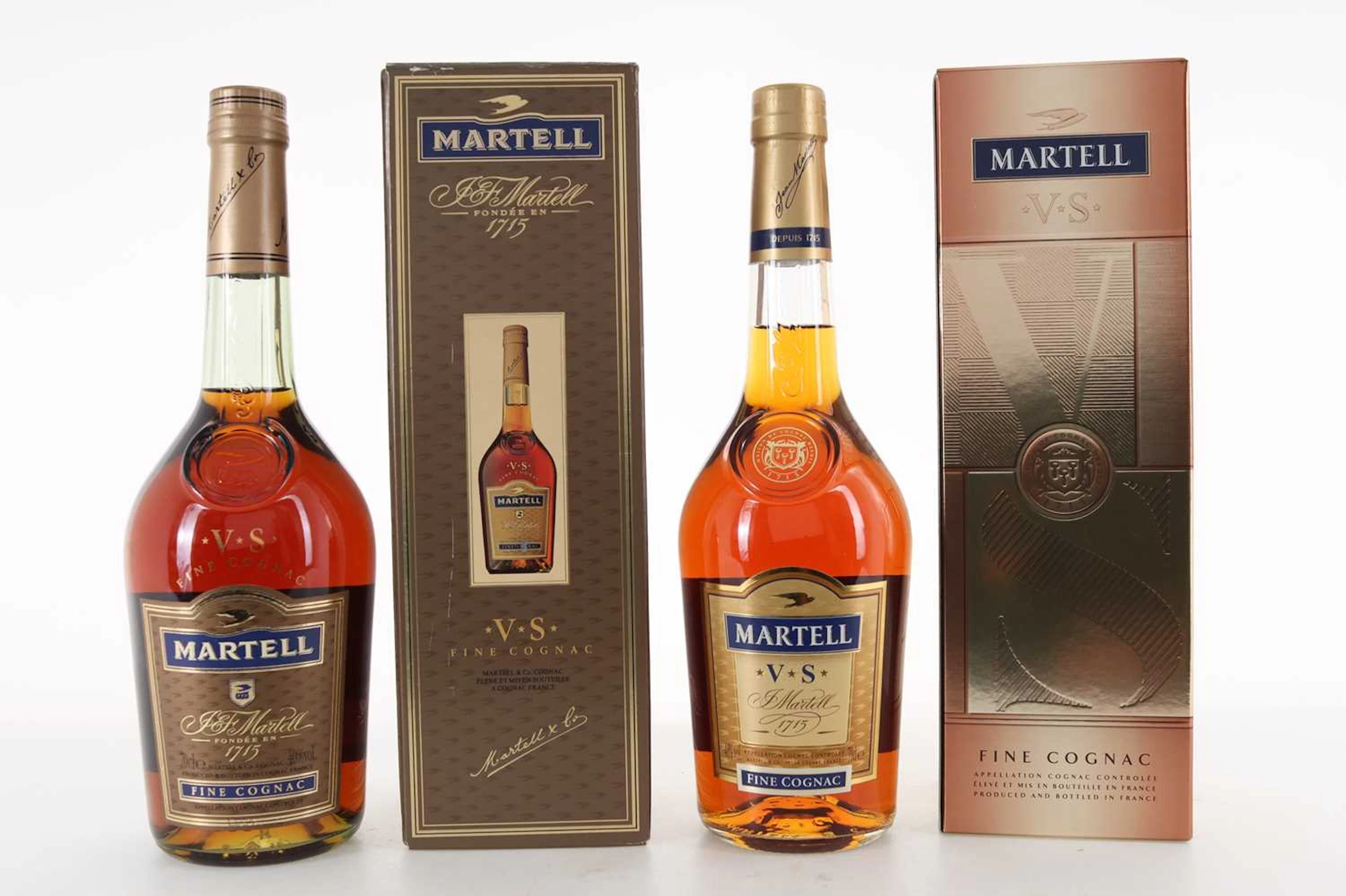 TWO BOTTLES OF MARTELL VS COGNAC