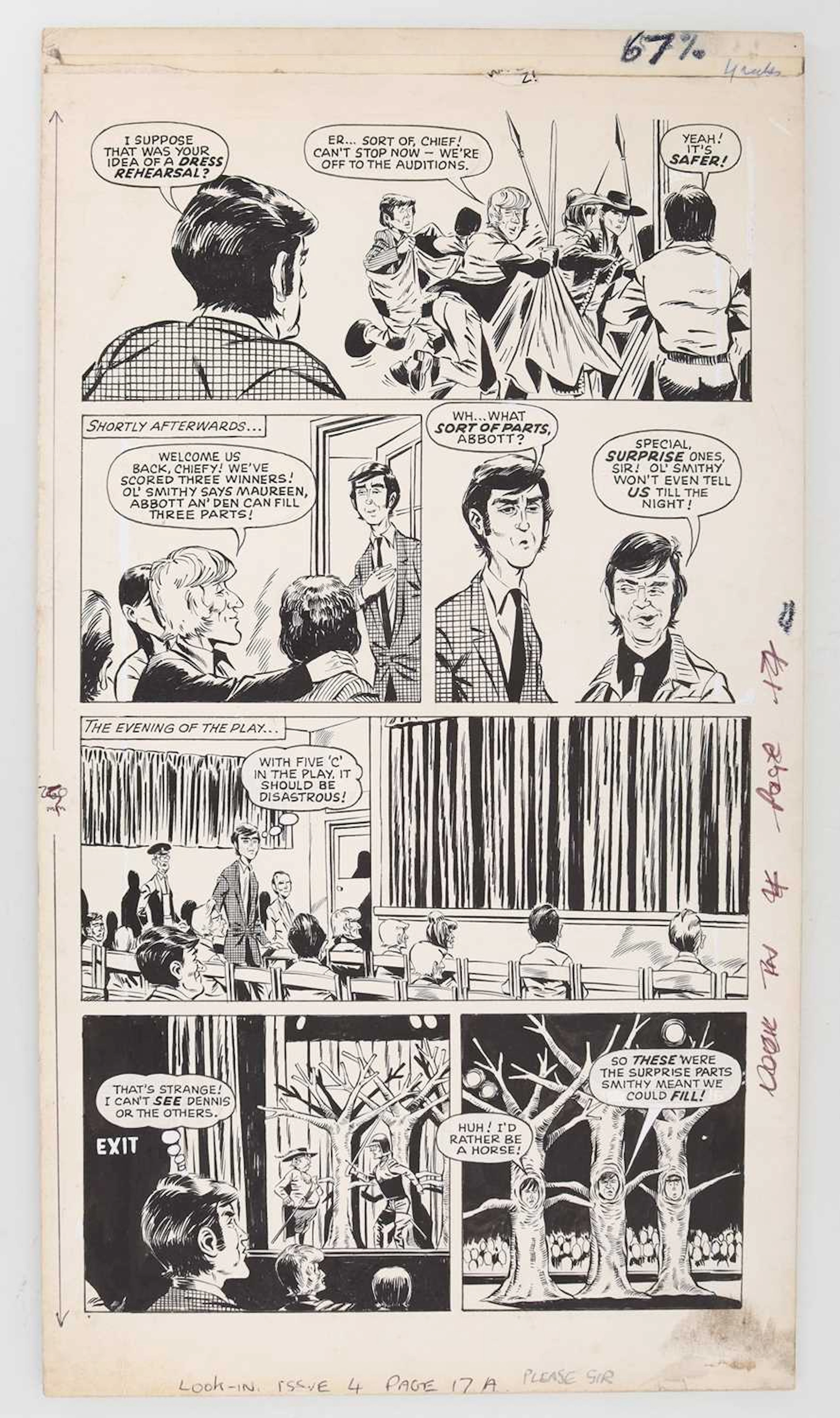 LOOK-IN, SIX ORIGINAL COMIC ART PAGES CIRCA 1980-1982