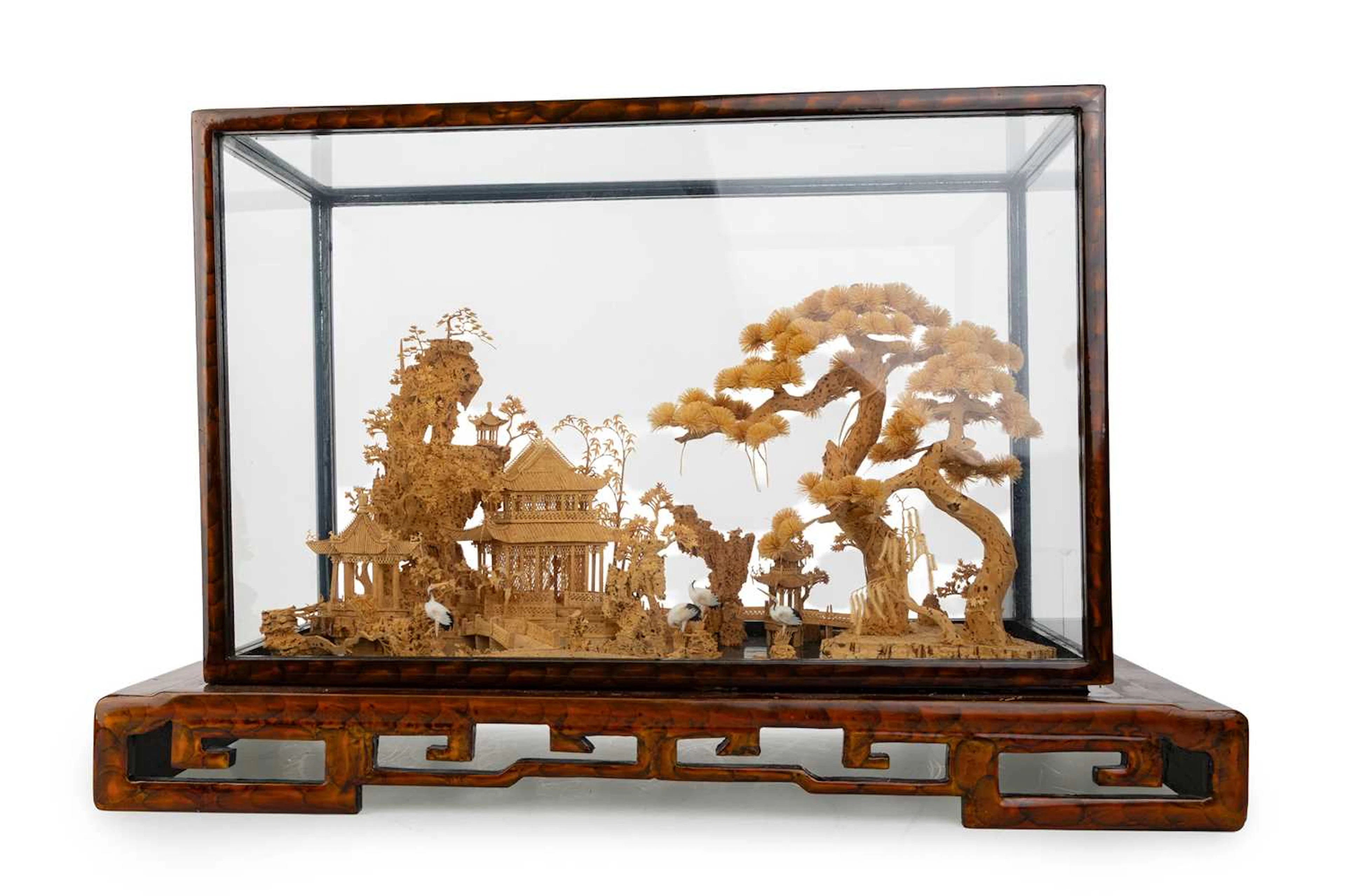 CHINESE CORK WORK DISPLAY MID 20TH CENTURY