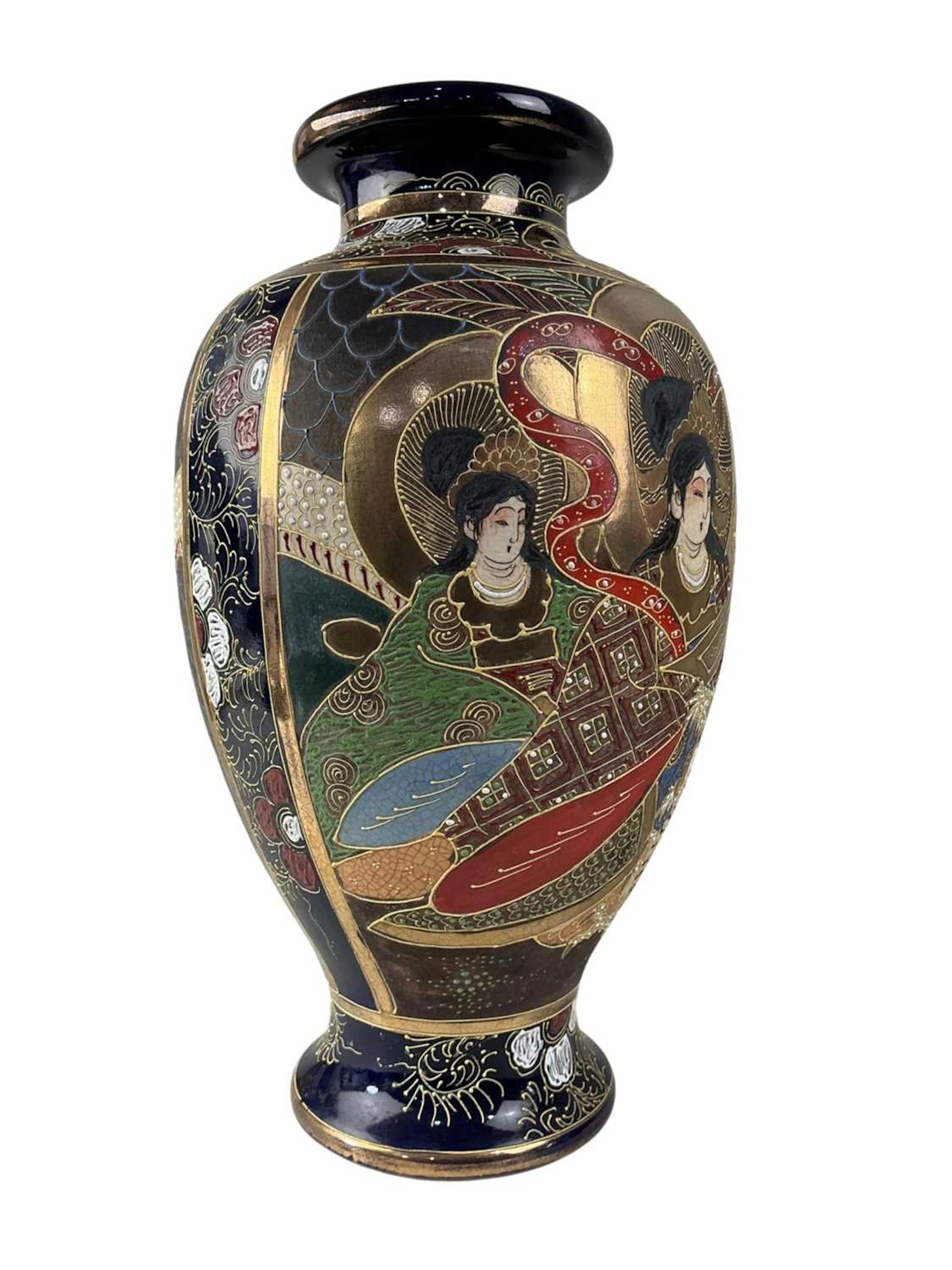 JAPANESE SATSUMA POTTERY VASE, EARLY/MID 20TH CENTURY AND OTHER CERAMICS