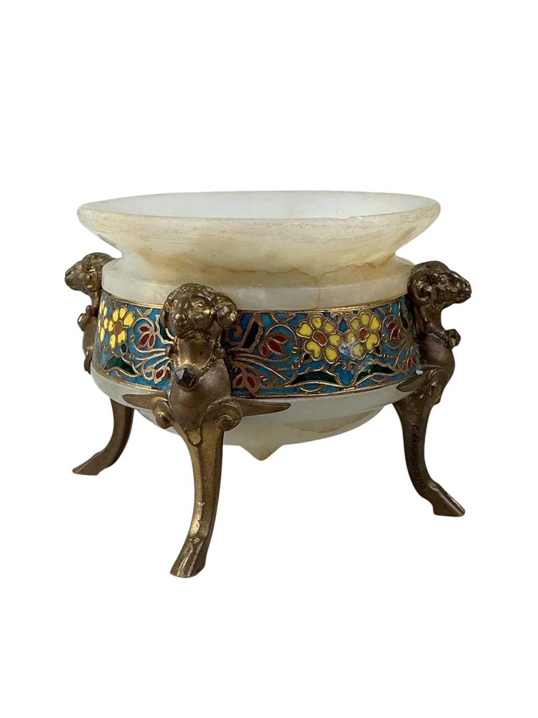 CONTINENTAL ONYX AND CHAMPLEVE ENAMEL BOWL LATE 19TH/EARLY 20TH CENTURY