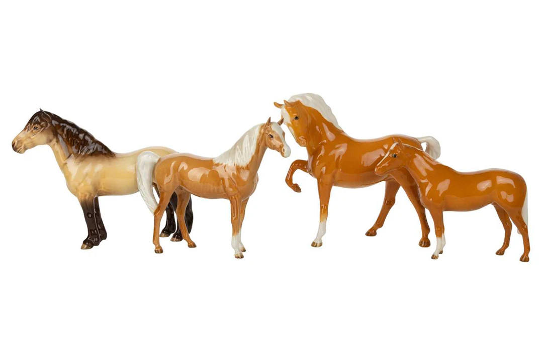 BESWICK MODEL OF A PRANCING ARAB HORSE, LATE 20TH CENTURY AND THREE OTHERS