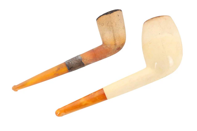 TWO MEERSCHAM PIPES EARLY 20TH CENTURY