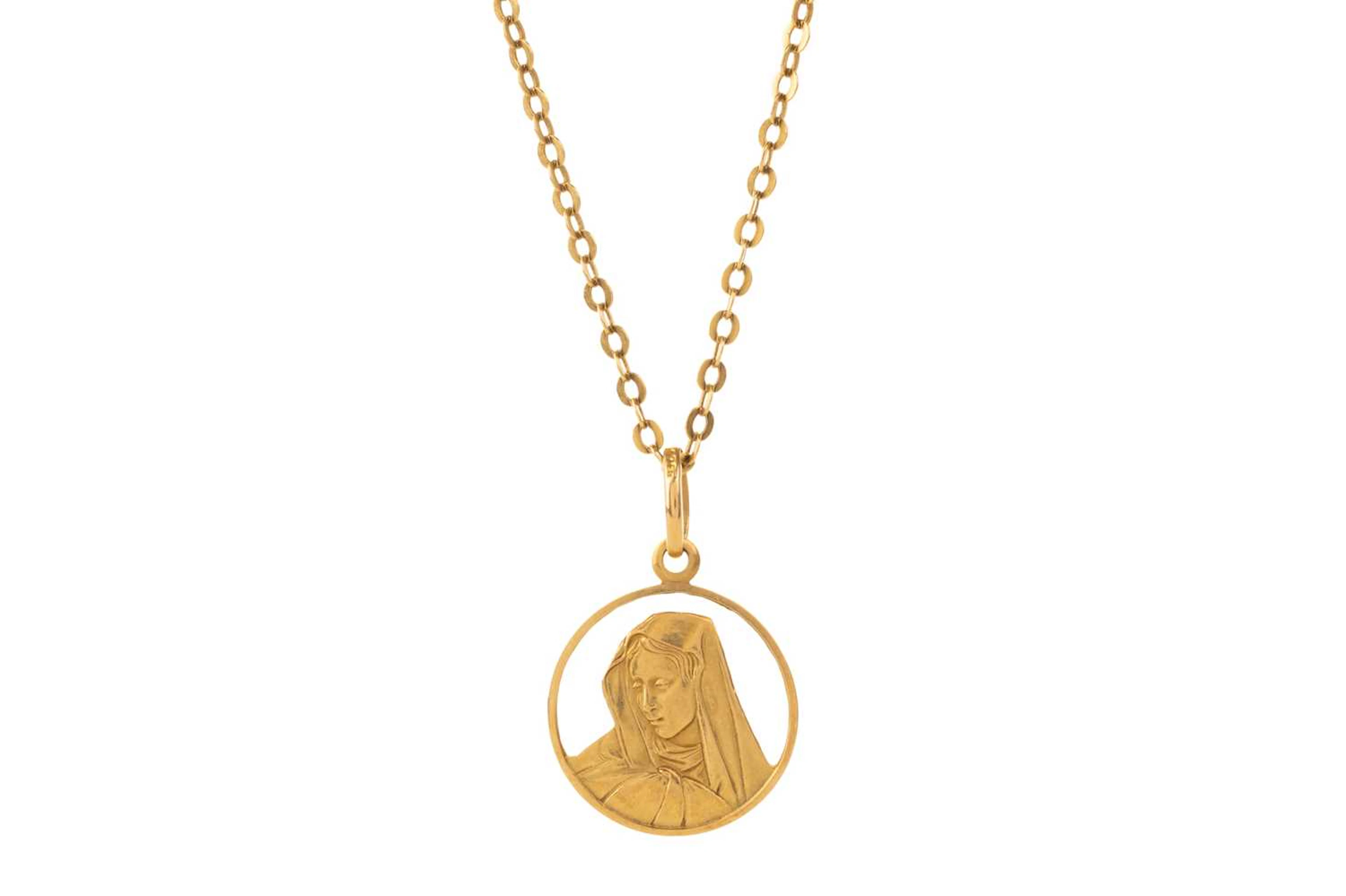 GOLD VIRGIN MARY NECKLACE LATE 20TH CENTURY