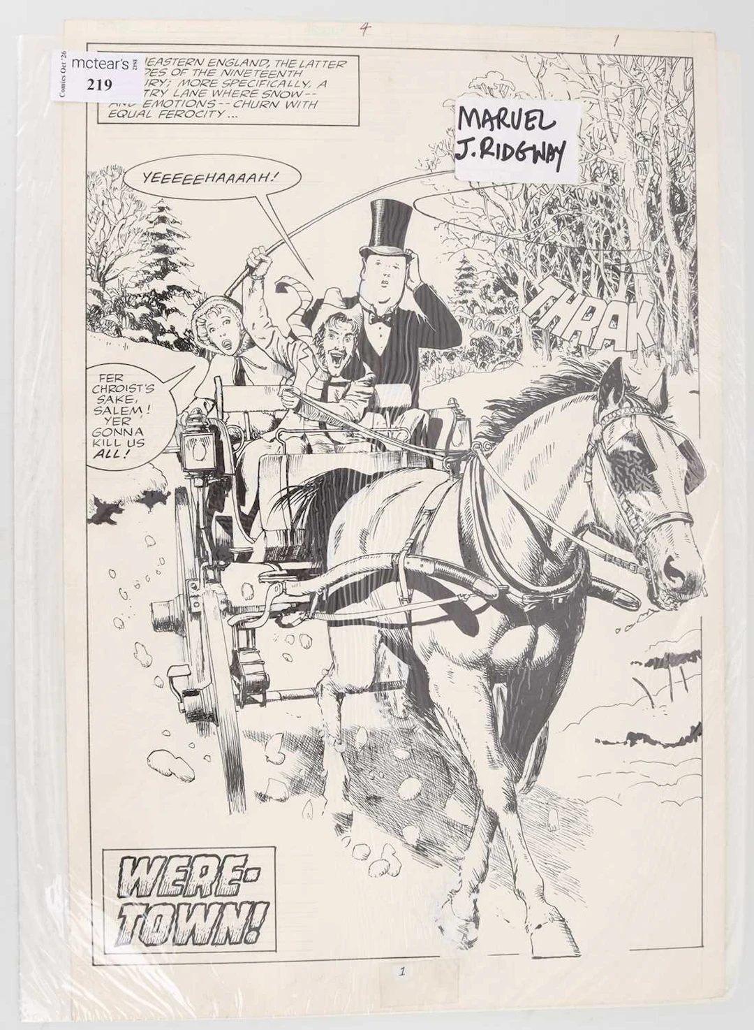 MARVEL- "WEIRD TOWN!", ORIGINAL COMIC ART TITLE PAGE 1990s