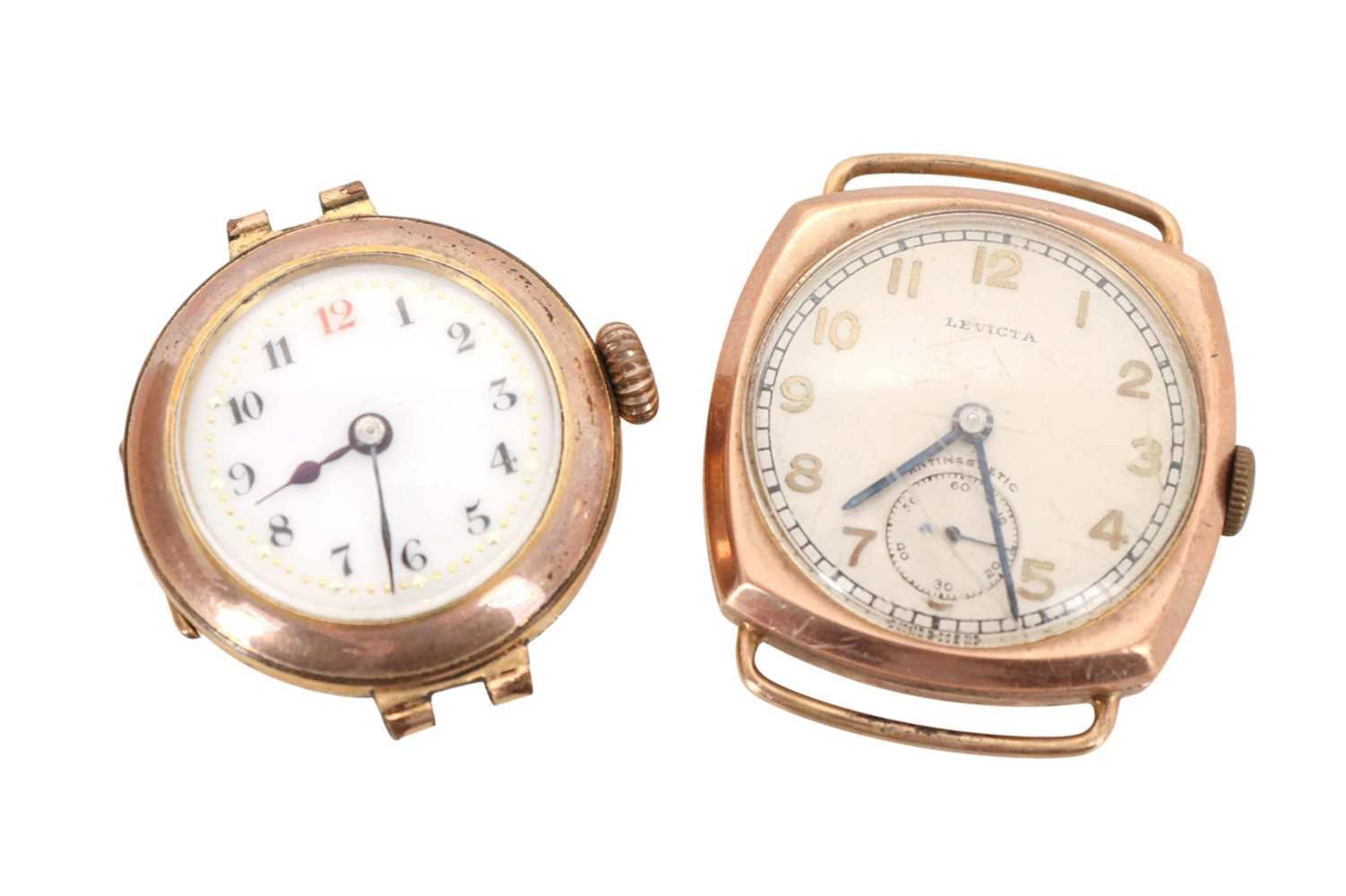 LEVICTA GOLD CASED MANUAL WIND WRIST WATCH, AND ANOTHER MID 20TH CENTURY