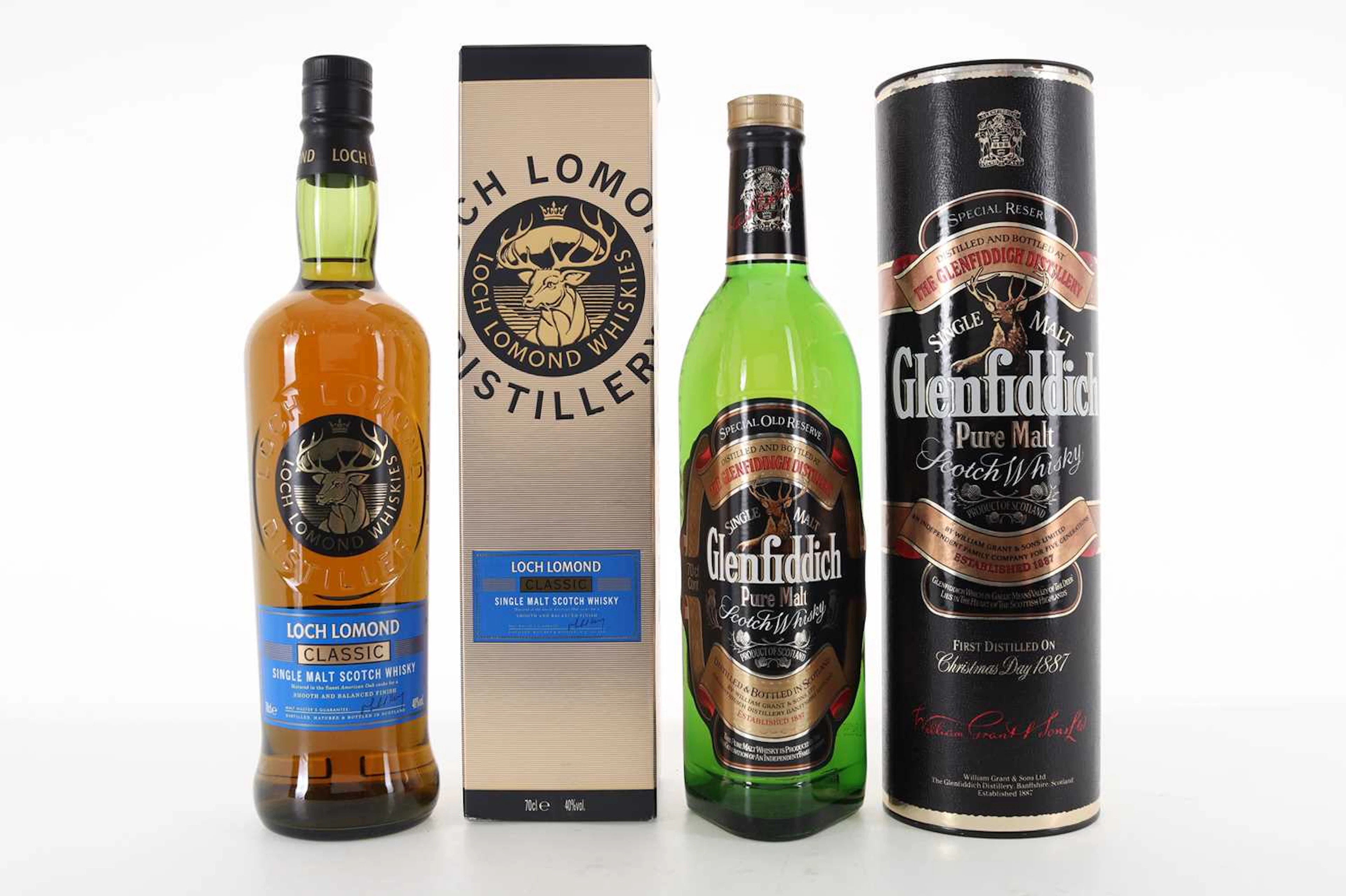 GLENFIDDICH SPECIAL OLD RESERVE AND LOCH LOMOND CLASSIC SINGLE MALT