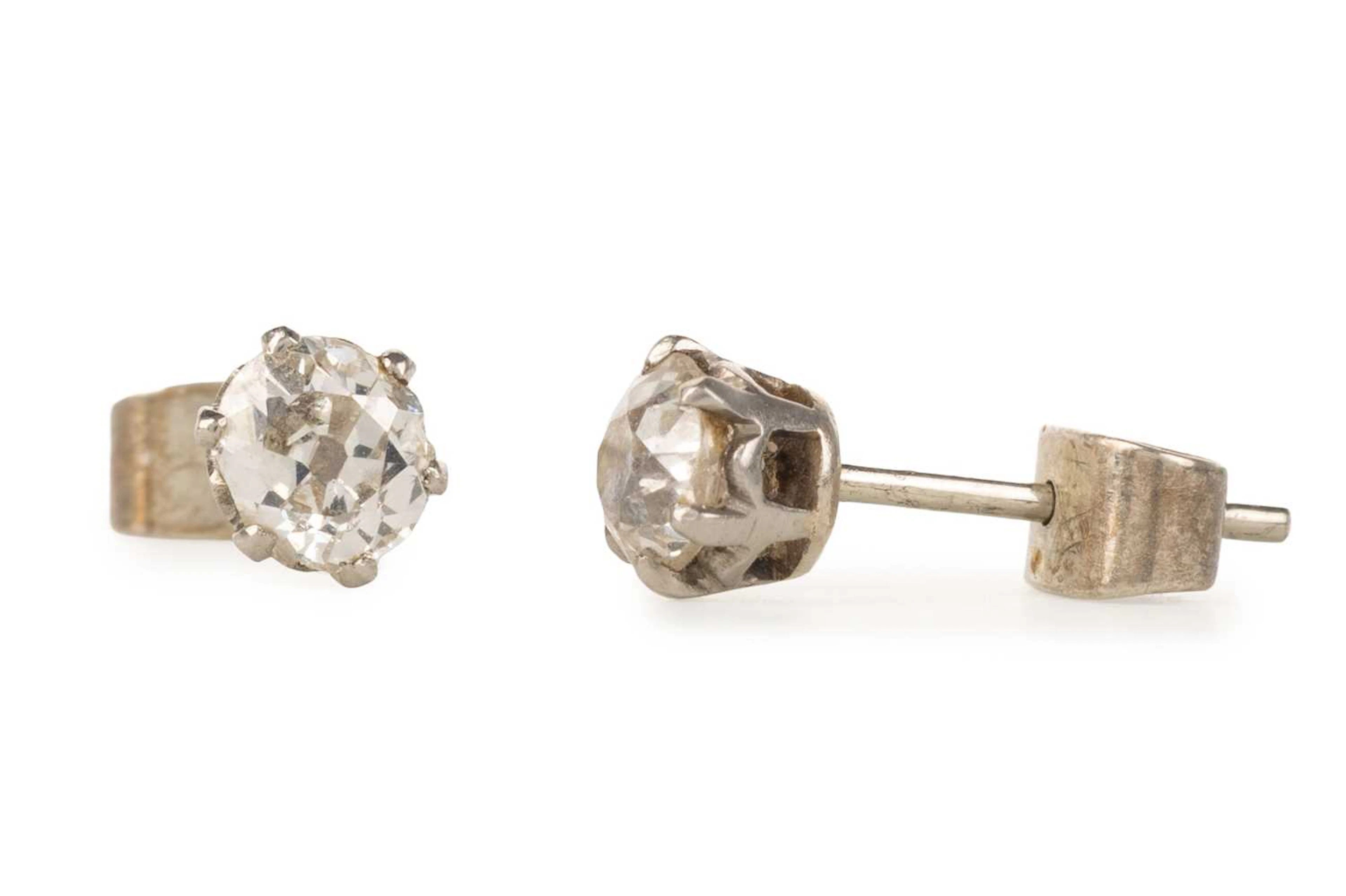 PAIR OF DIAMOND STUD EARRINGS MID/LATE 19TH CENTURY