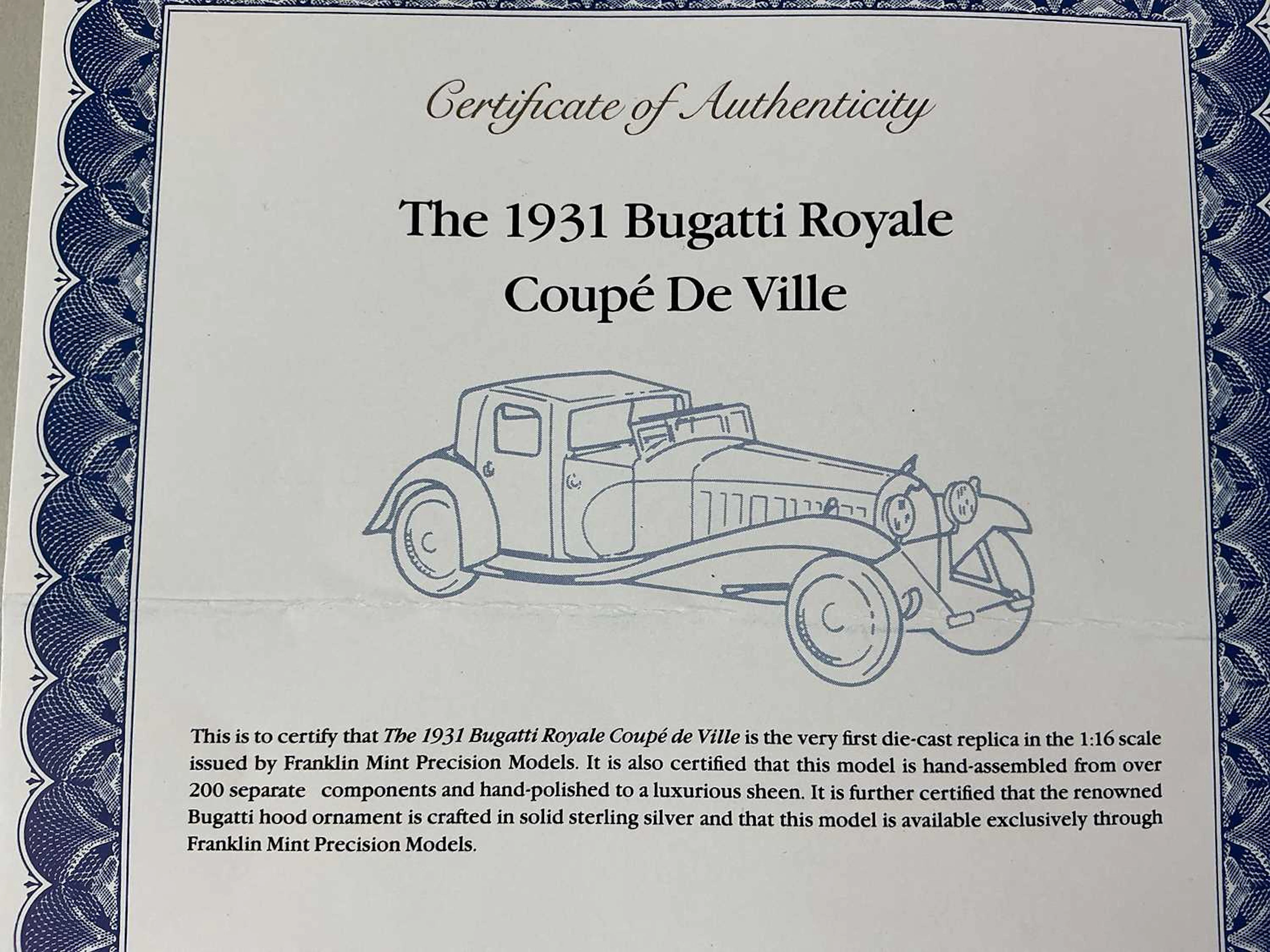 FRANKLIN MINT 1931 BUGATTI ROYALE COUPE DE VILLE EARLY 21ST CENTURY