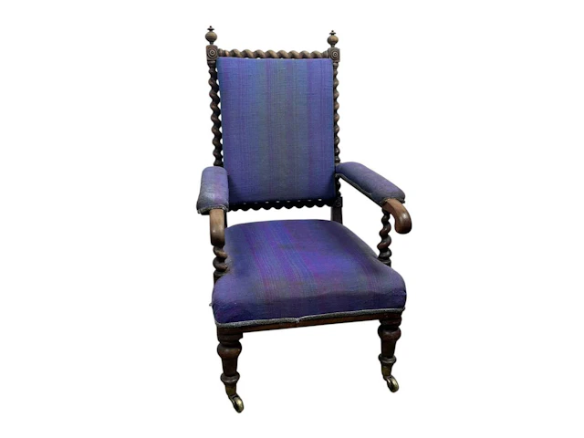 VICTORIAN MAHOGANY FRAMED OPEN ELBOW CHAIR LATE 19TH CENTURY