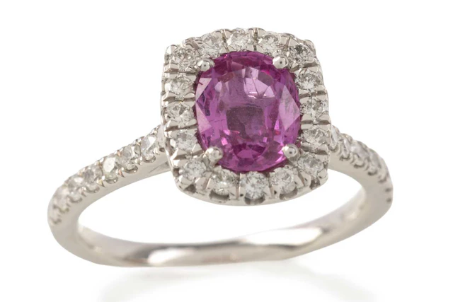 PINK SAPPHIRE AND DIAMOND RING 21ST CENTURY