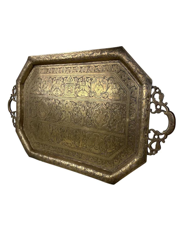 INDIAN BRASS TRAY LATE 19TH/EARLY 20TH CENTURY