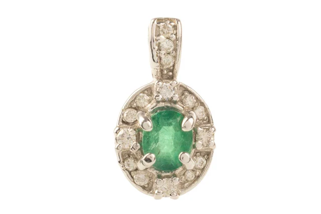EMERALD AND DIAMOND PENDANT LATE 20TH CENTURY