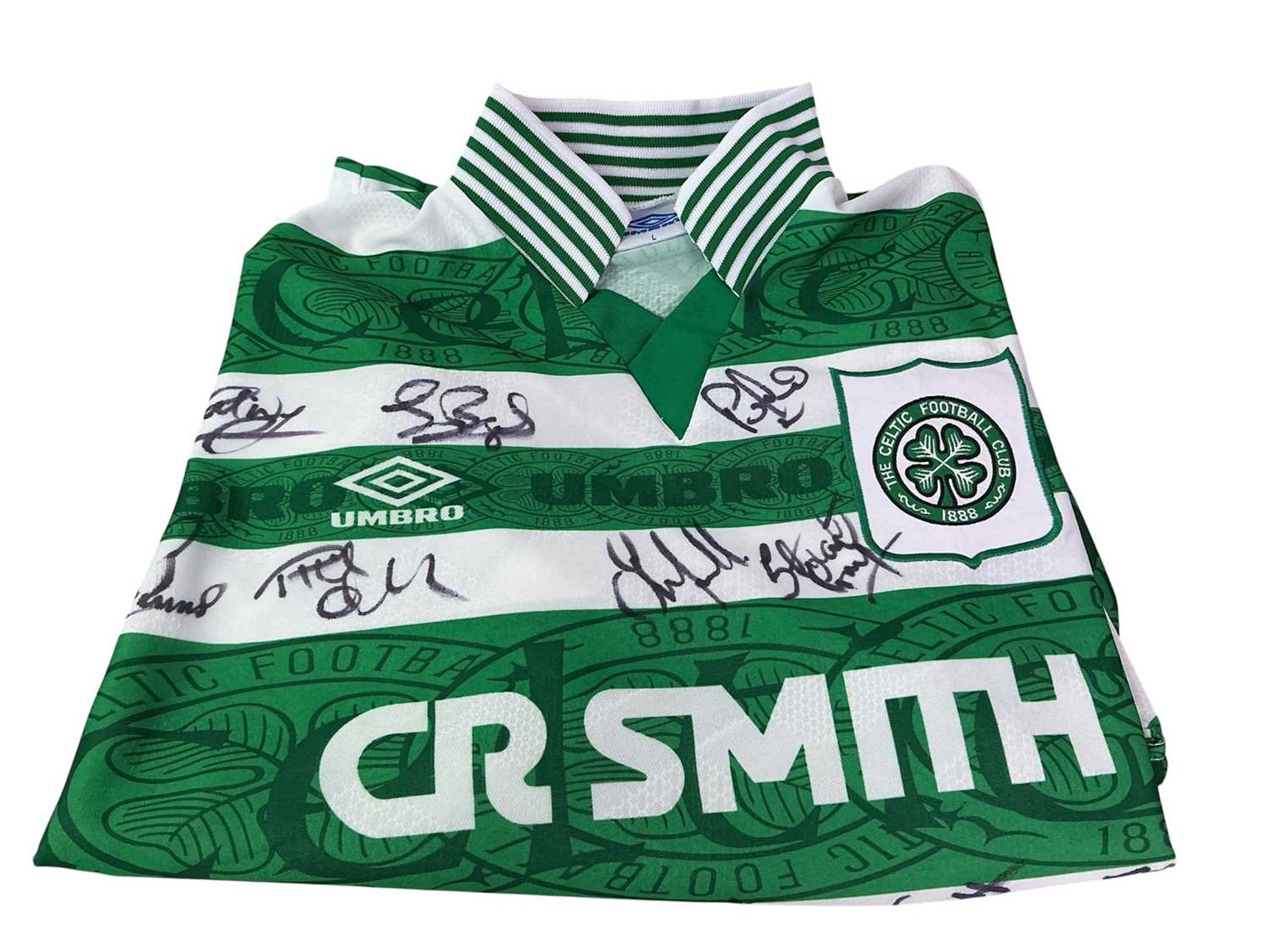 CELTIC FC AUTOGRAPHED JERSEY AND A RANGERS FC JERSEY