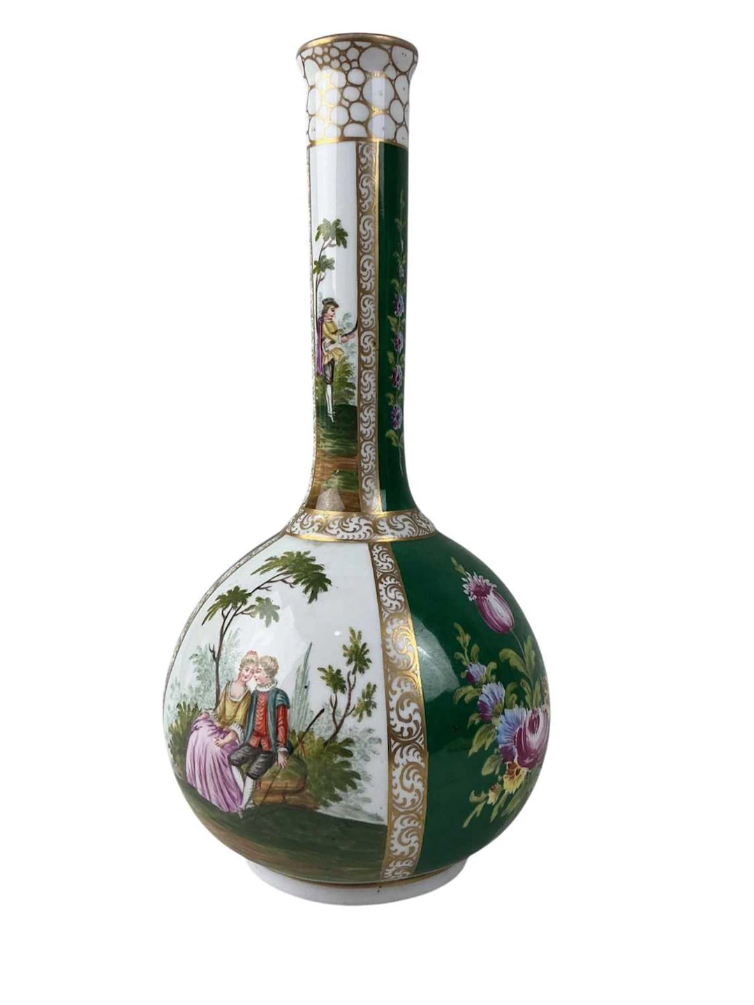 LARGE DRESDEN PORCELAIN VASE, LATE 19TH CENTURY AND TWO OTHER VASES