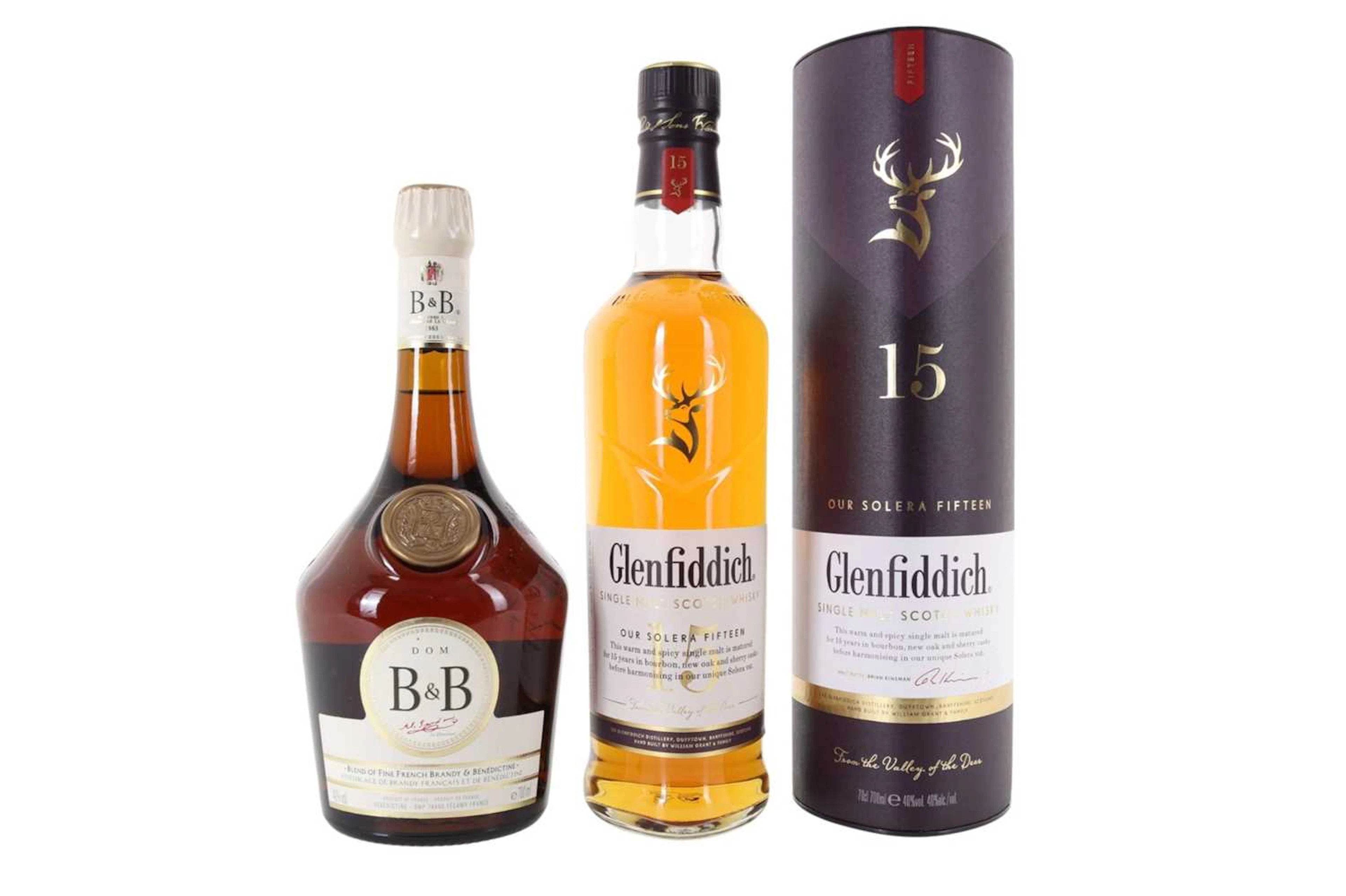 GLENFIDDICH 15 YEAR OLD AND D.O.M B&B LIQUEUR