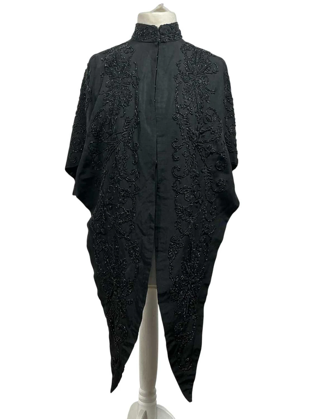 BLACK CREPE FISH TAIL WAISTCOAT MID 19TH CENTURY