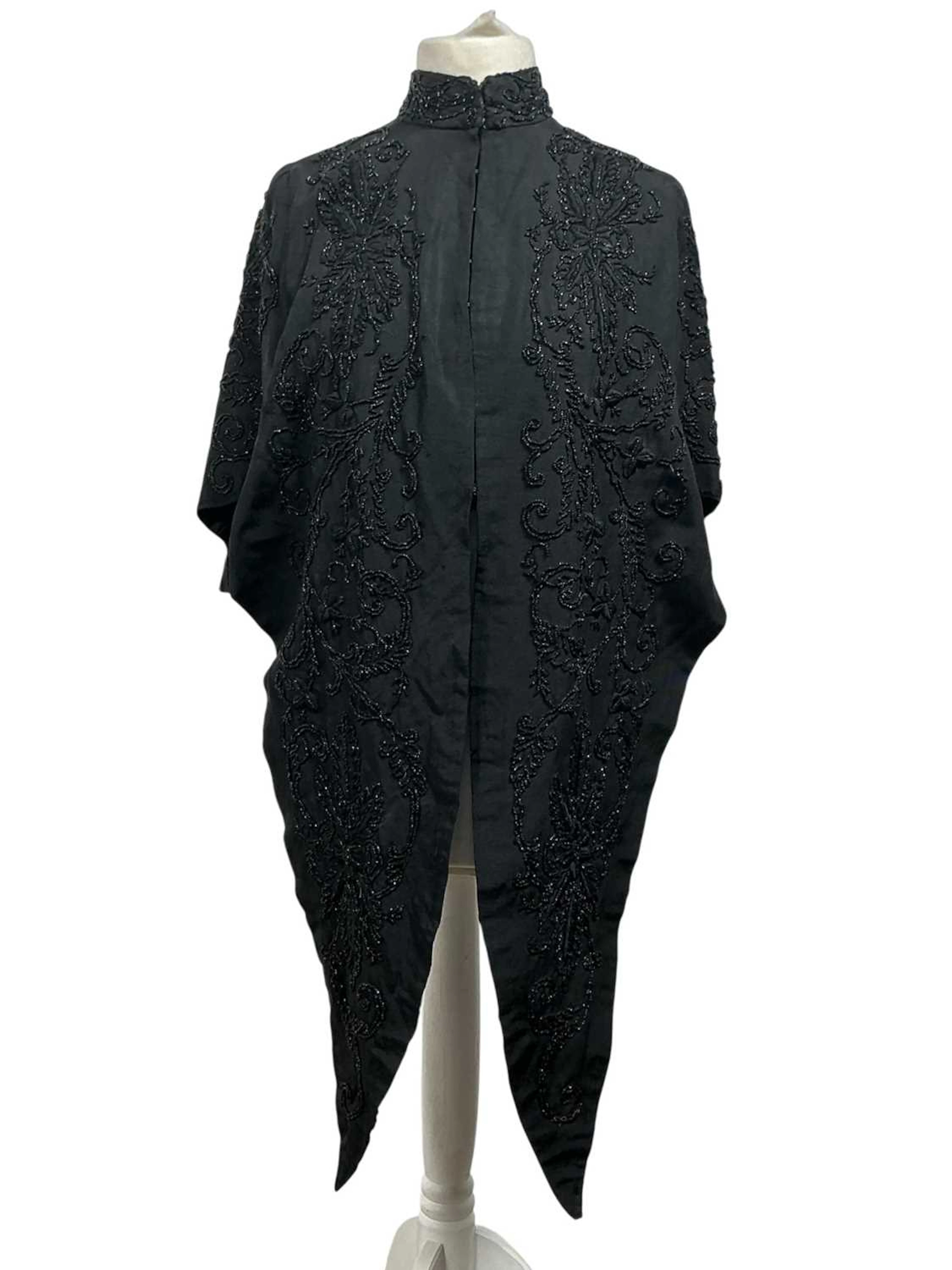 BLACK CREPE FISH TAIL WAISTCOAT MID 19TH CENTURY