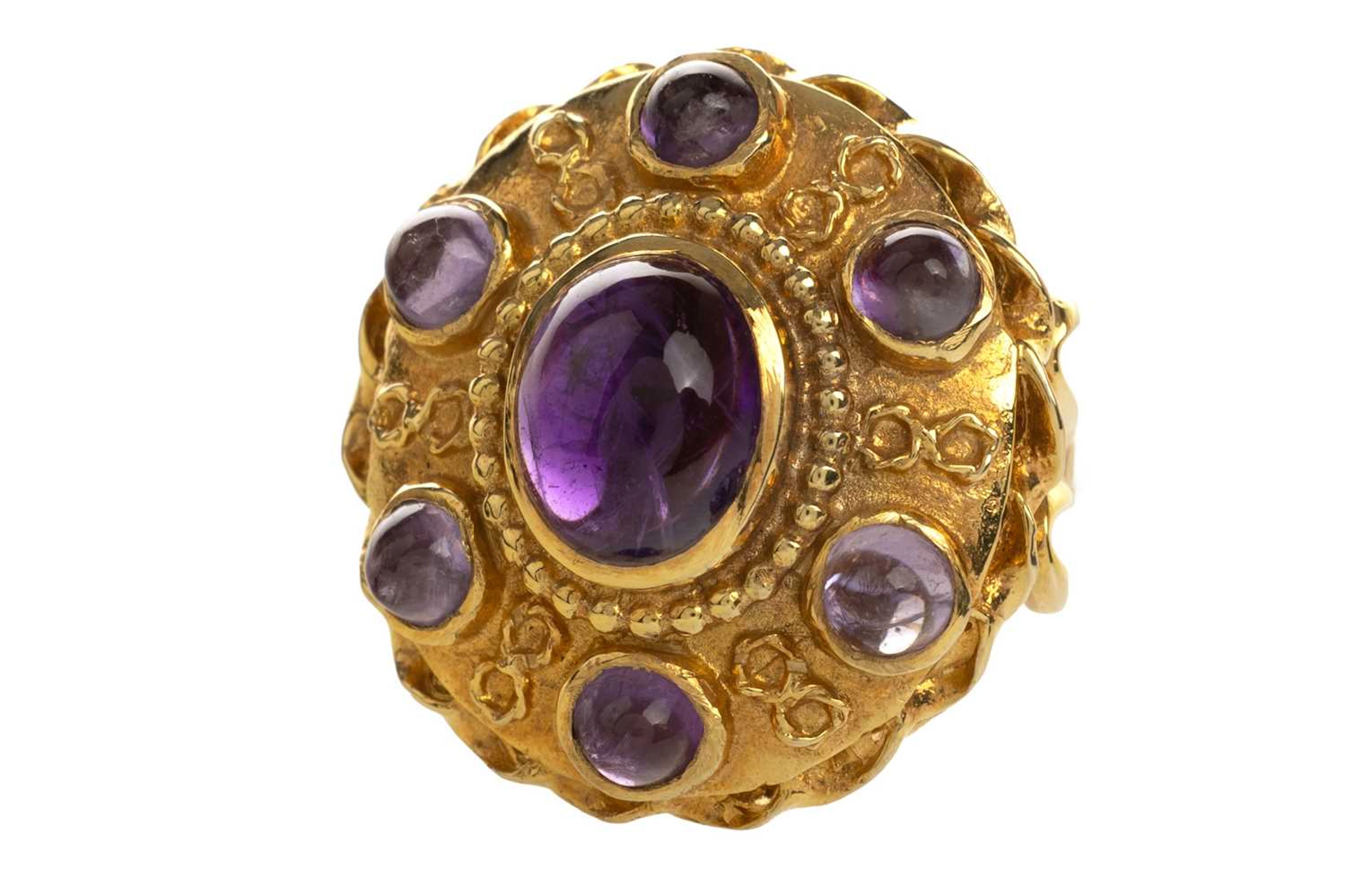 AMETHYST COCKTAIL RING LATE 20TH CENTURY
