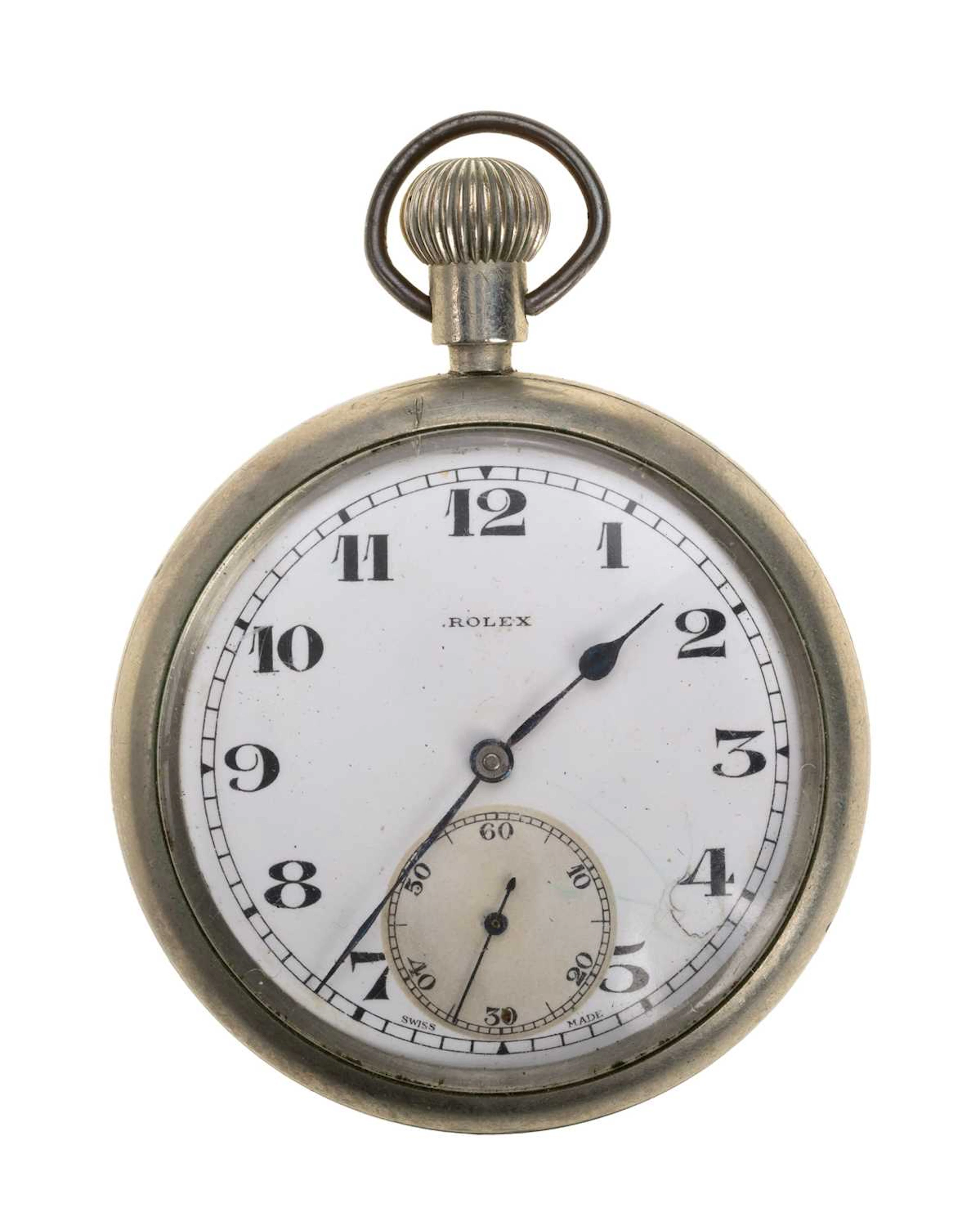 RARE: WWI ROLEX MILITARY OPEN FACE POCKET WATCH