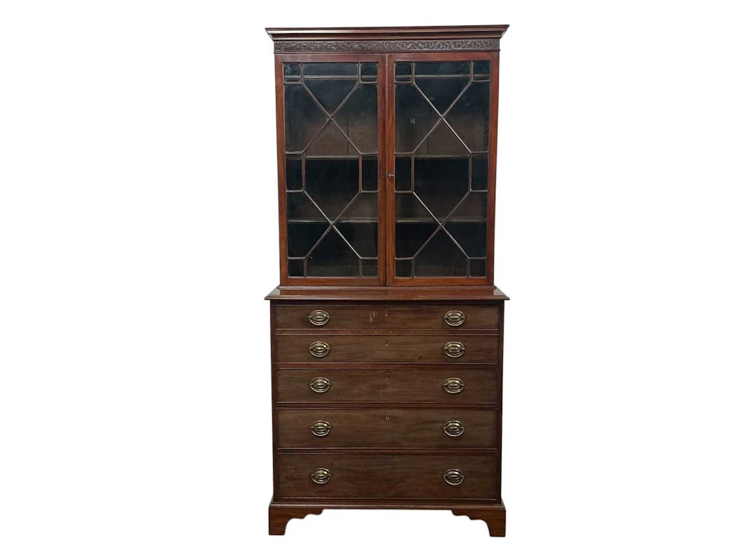 GEORGE III MAHOGANY SECRETAIRE BOOKCASE EARLY 19TH CENTURY