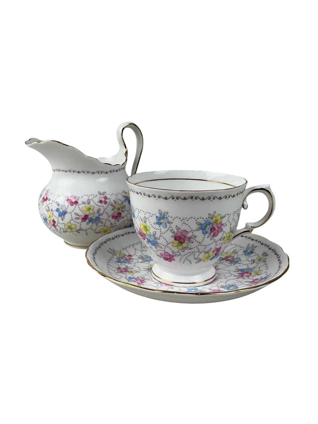 TUSCAN PART TEA SERVICE, LATE 20TH CENTURY ALONG WITH A FOLEY PART TEA SERVICE