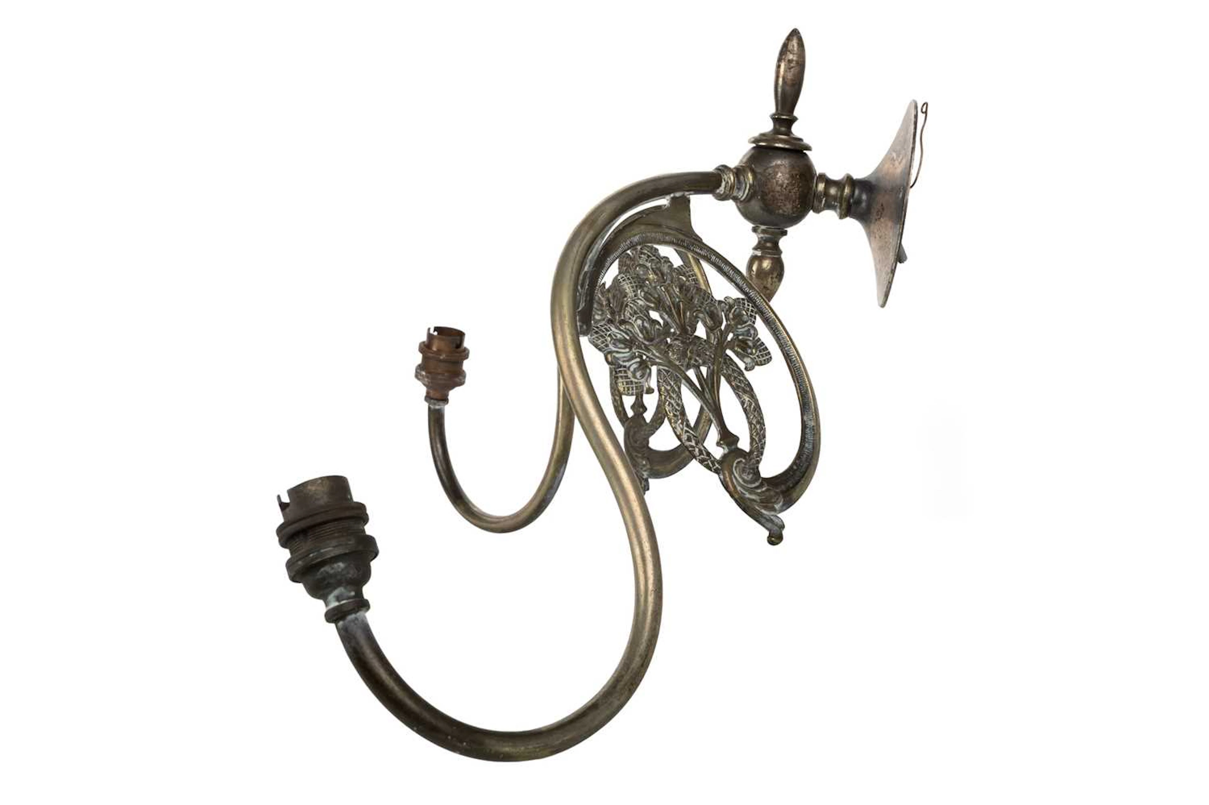 PAIR OF SILVER PLATED BRASS WALL LIGHTS EARLY 20TH CENTURY