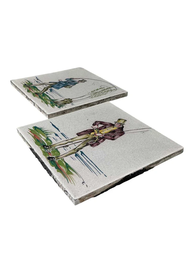 SET OF NINE CERAMIC TILES MID 20TH CENTURY