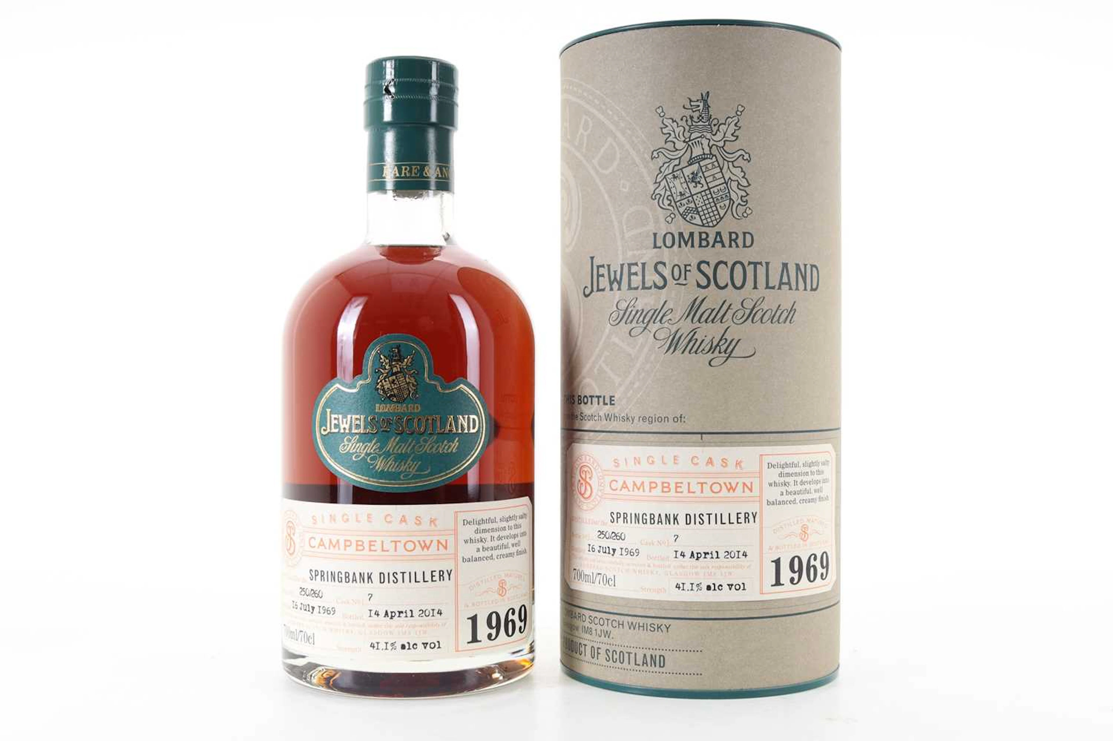 **SPRINGBANK 1969 44 YEAR OLD LOMBARD JEWELS OF SCOTLAND CAMPBELTOWN