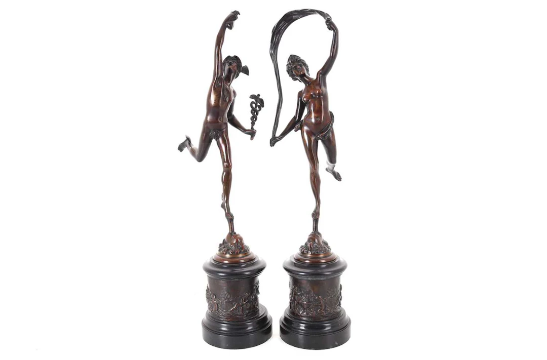AFTER GIAMBOLOGNA (ITALIAN 1529 - 1608), TWO BRONZE FIGURES LATE 19TH/EARLY