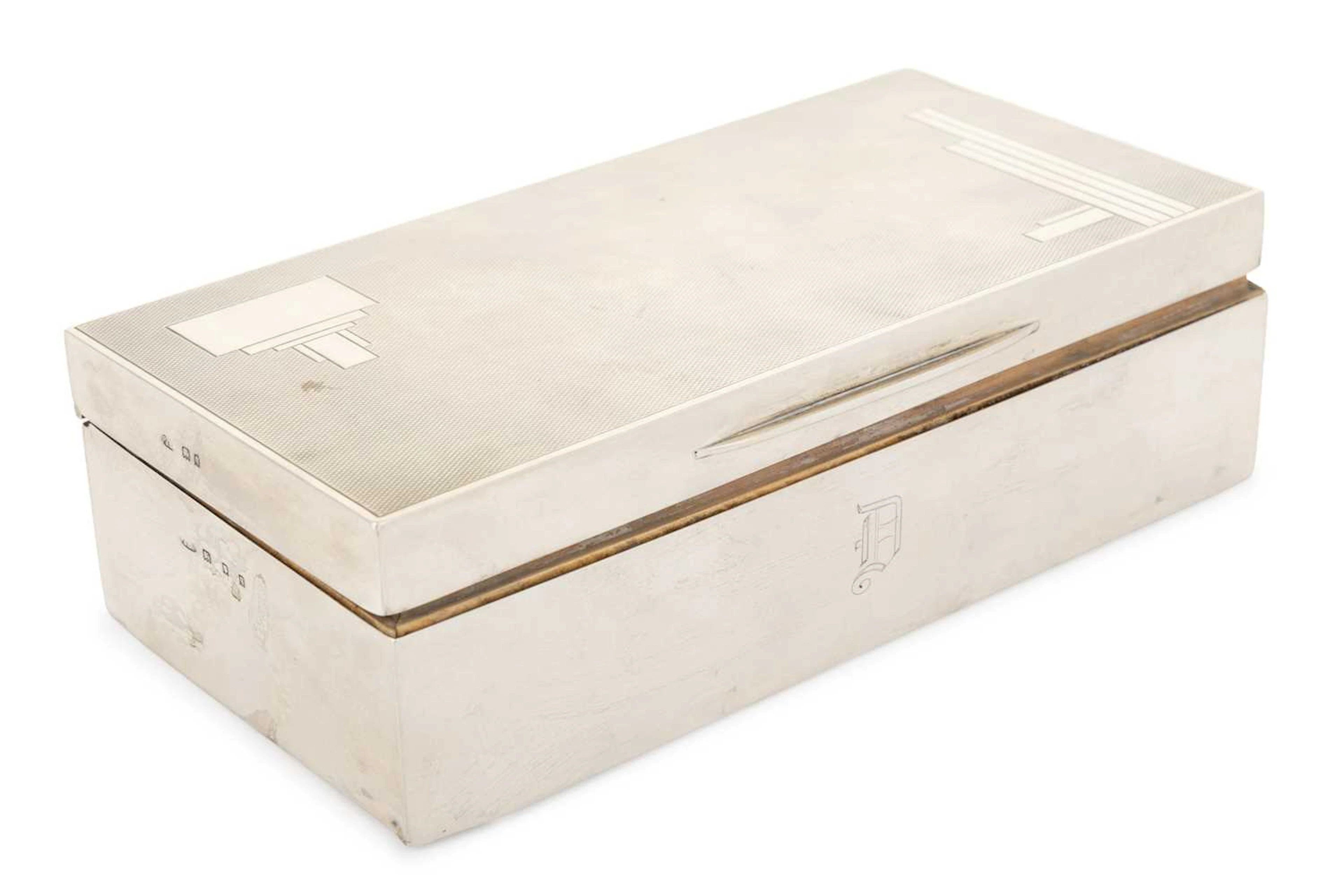 GEORGE V SILVER ART DECO CIGARETTE BOX MAKER PADJETT BRAHAM LTD, LONDON 1931