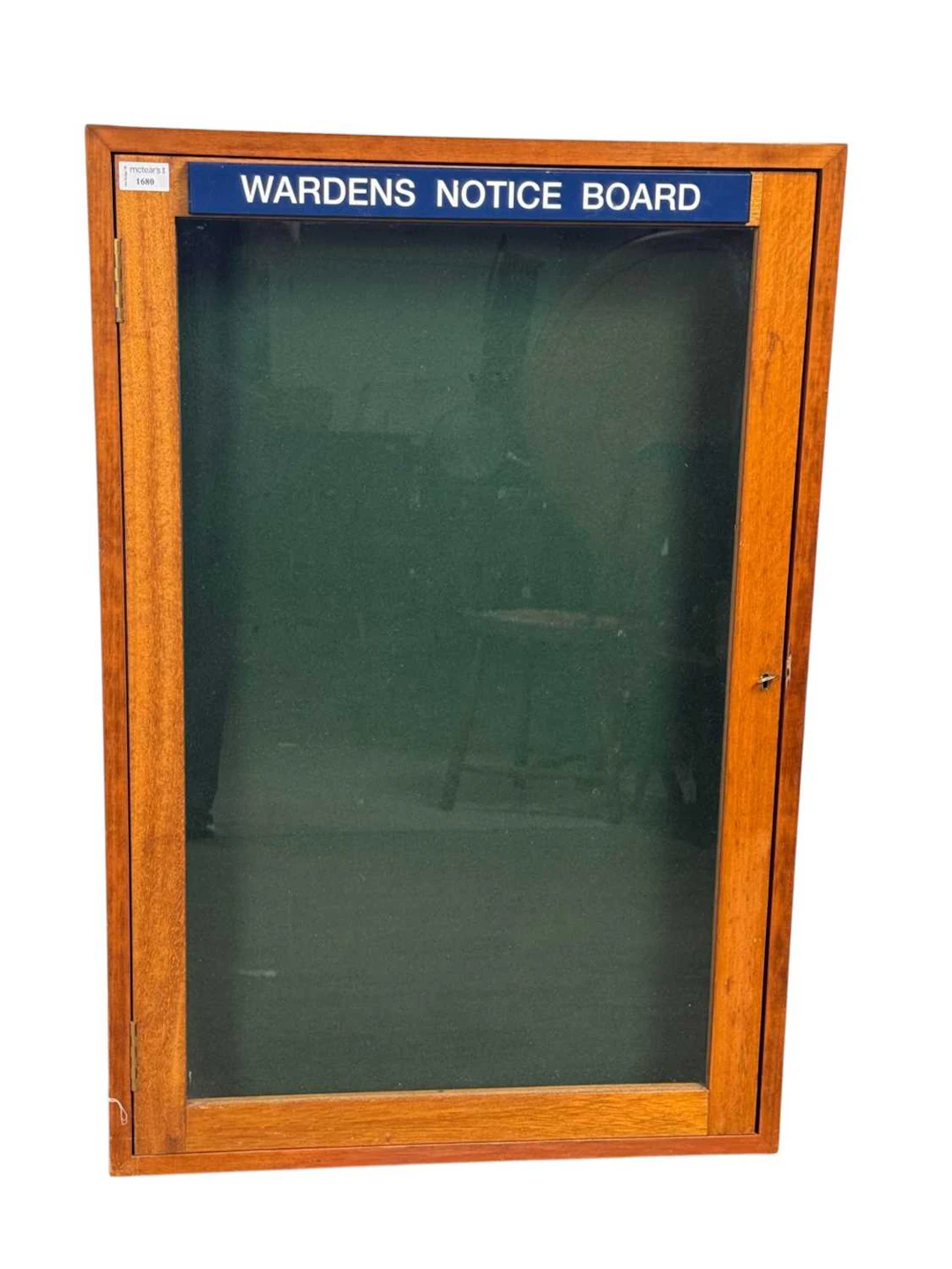 GEORGE V MAHOGANY WARDENS NOTICEBOARD EARLY/MID 20TH CENTURY